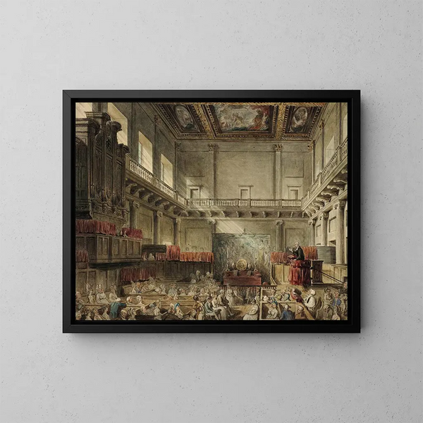 Studie voor de koninklijke kapel van Whitehall in het microkosmos van Londen - Augustus Charles Pugin — ingelijst kunstwerk aan de muur