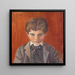 Zelfportret voor een rode achtergrond - Egon Schiele — ingelijst kunstwerk aan de muur