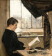 L'autoportret lezend in de atelier, ook bekend als L'Étudiant - Émile Friant — weergave van het kunstwerk