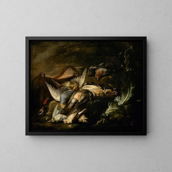 Jagen Vogels - Baldassare De Caro — ingelijst kunstwerk aan de muur