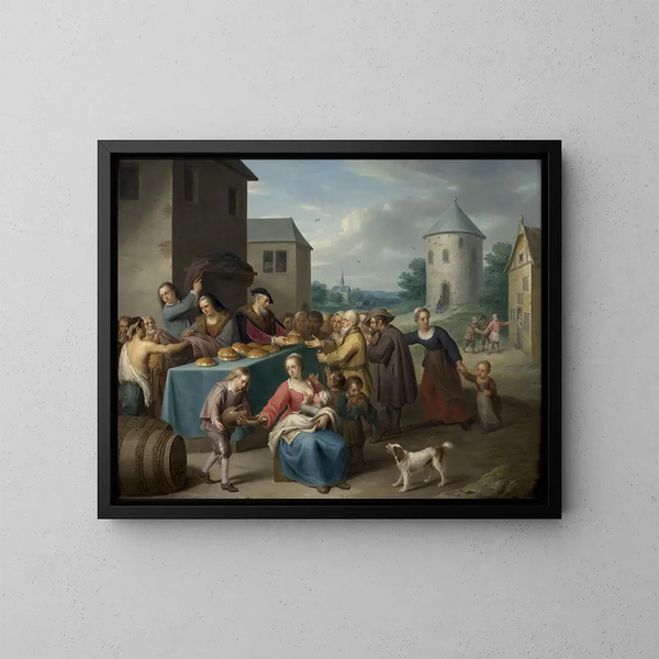 De Zeven Werken van Barmhartigheid - Balthasar Beschey — ingelijst kunstwerk aan de muur