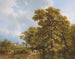 Een zomers landschap met koeien die een kasteel op de achtergrond drinken - Barend Cornelis Koekkoek — weergave van het kunstwerk