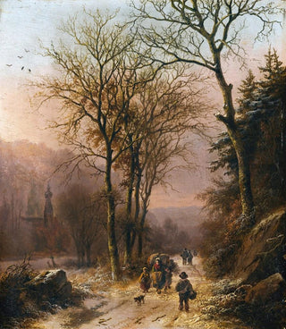 Barend Cornelis Koekkoek - Figures on a winter road.webp