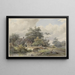 Landschapsschilderij met stenen brug bij een huis - Barend Cornelis Koekkoek — ingelijst kunstwerk aan de muur