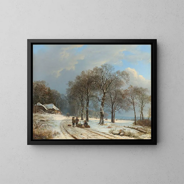 Winterlandschap - Barend Cornelis Koekkoek — ingelijst kunstwerk aan de muur