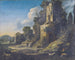 Landschap in cursief met gebouwen en een herder die fluit speelt - Bartholomeus Breenbergh — weergave van het kunstwerk