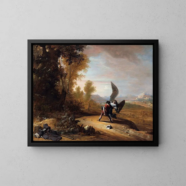 Jacob luttend met de engel - Bartholomeus Breenbergh — ingelijst kunstwerk aan de muur