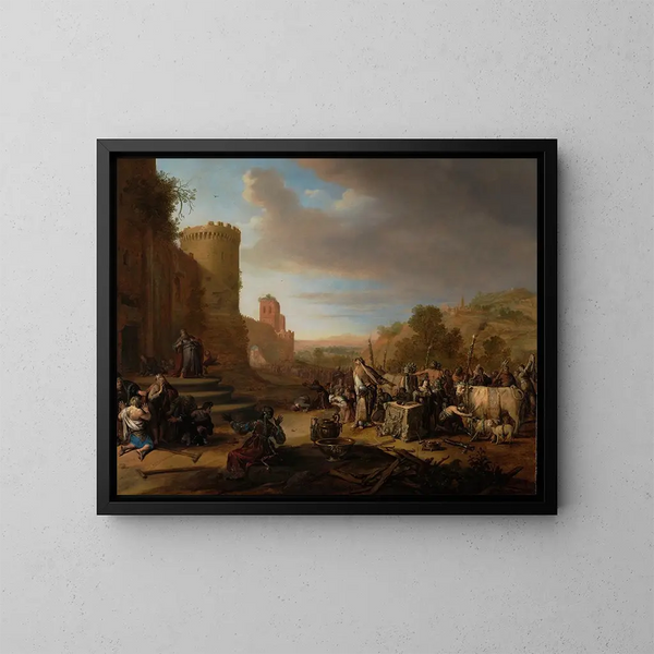 van Sint Paulus en Barnabas in Lystra - Bartholomeus Breenbergh — ingelijst kunstwerk aan de muur