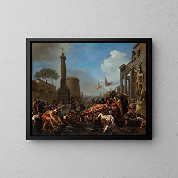 De marteling van Sint Laurentius - Bartholomeus Breenbergh — ingelijst kunstwerk aan de muur