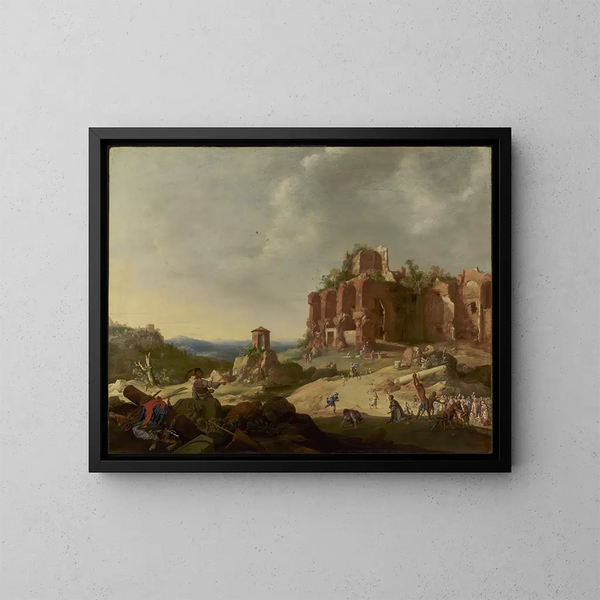 De steniging van Sint-Stefanus - Bartholomeus Breenbergh — ingelijst kunstwerk aan de muur