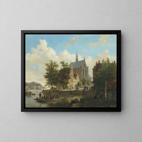 Overtocht met de veerboot in Haarlem - Bartholomeus Johannes van Hove — ingelijst kunstwerk aan de muur