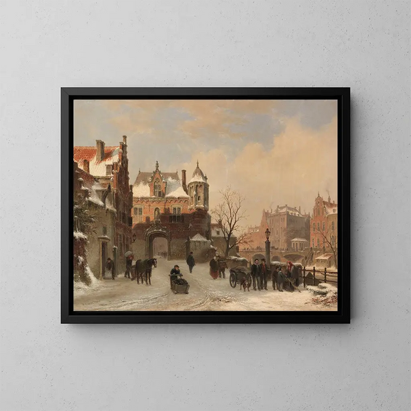 Winterzicht op de stad - Bartholomeus Johannes van Hove — ingelijst kunstwerk aan de muur