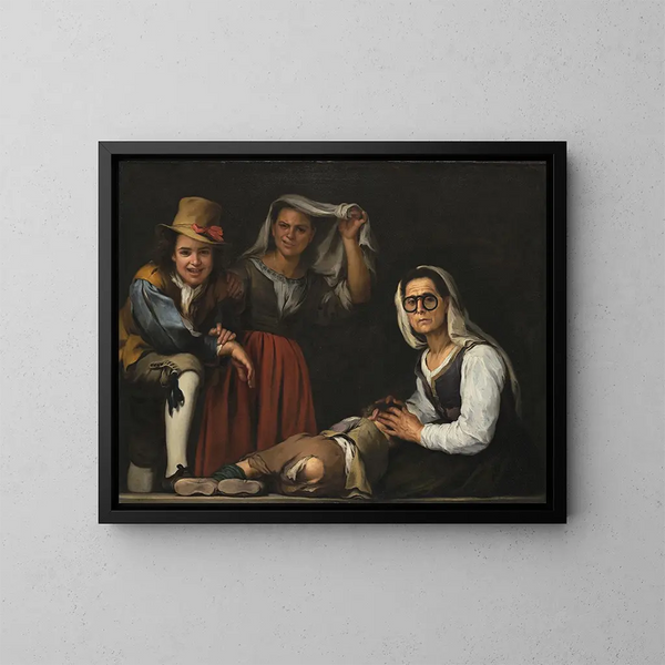 van Quatre figures sur une marche - Bartolomé Esteban Murillo — ingelijst kunstwerk aan de muur