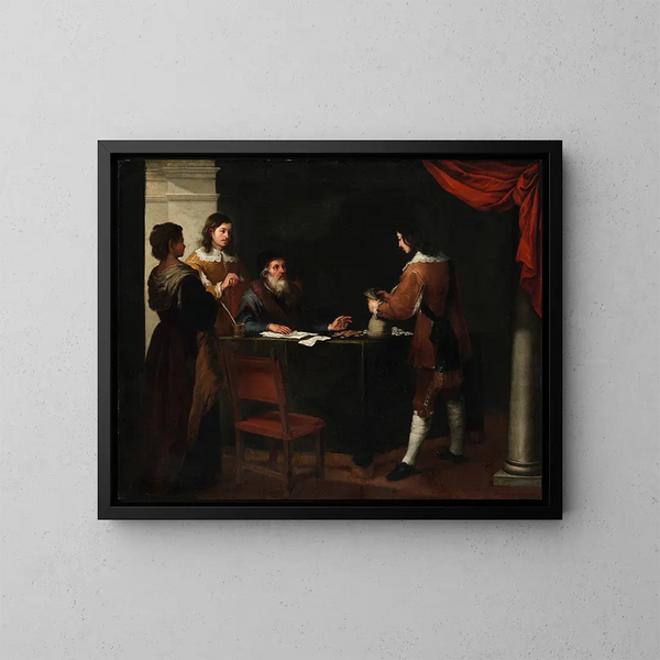 De verloren zoon ontvangt zijn deel - Bartolomé Esteban Murillo — ingelijst kunstwerk aan de muur