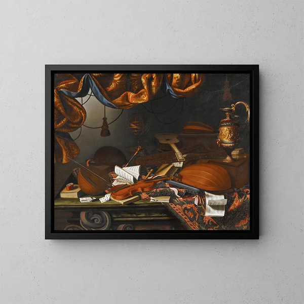 Muziekinstrumenten - Bartolomeo Bettera — ingelijst kunstwerk aan de muur
