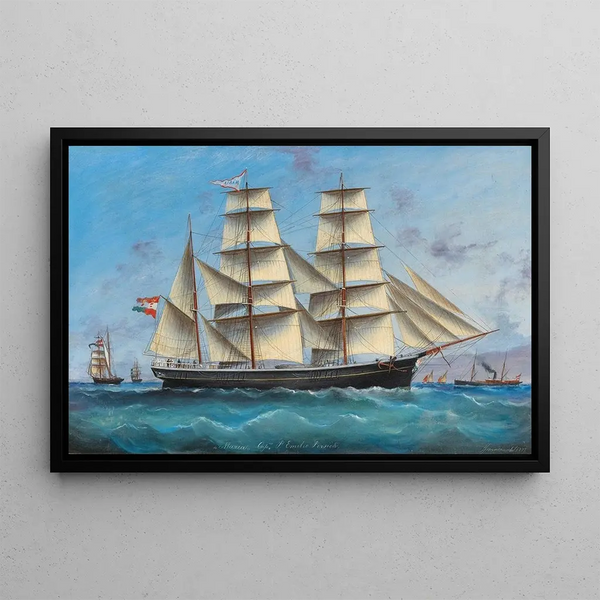 Basilio Ivankovic - The barque MARIA of Captain Emilio Persich sailing under all sails and the AustroHungarian merchant flag off the home coast.webp