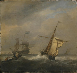 Bateaux de pêche dans un port - Willem van de Velde le Jeune