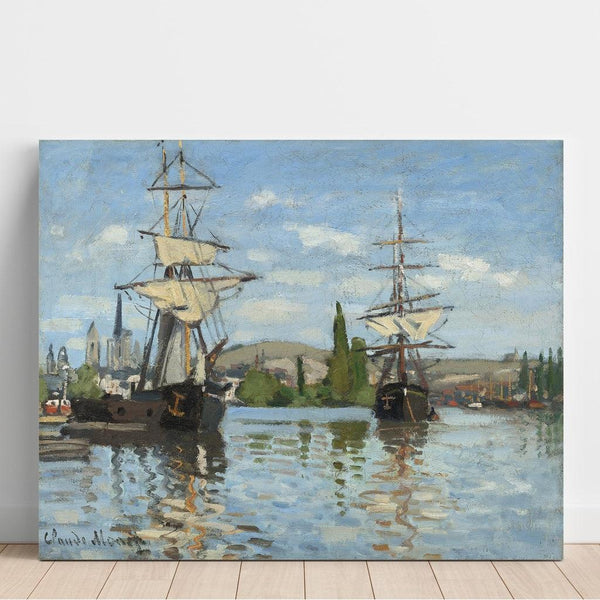 Reproductie van het schilderij schepen op de Seine in Rouen - Claude Monet