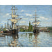 Reproductie van het schilderij schepen op de Seine in Rouen - Claude Monet