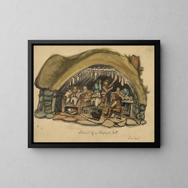Binnenlands schilderij van een herdershut in IJsland - Bayard Taylor — ingelijst kunstwerk aan de muur