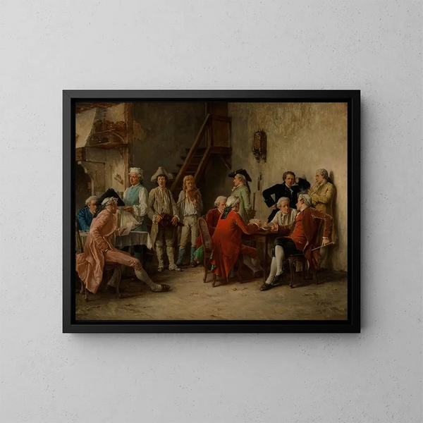 Troubadours en reis vermakelijk in een herberg - Benjamin Eugène Fichel — ingelijst kunstwerk aan de muur