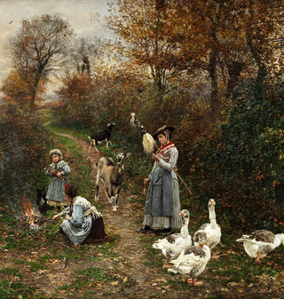 Bergère au Bord du Bois en Allumant un Feu - Marie-François Firmin-Girard