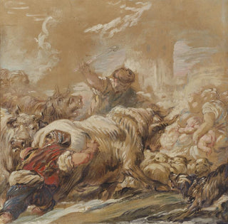 Bergers conduisant du bétail à travers un ruisseau - Jean-Baptiste Deshays