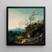 Shepherds and their flock in a vast landscape - Jan Baptist Wolfaerts — framed artwork on a wall