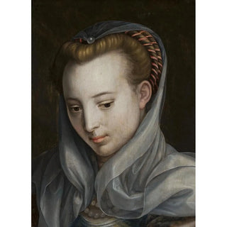 Bernaert de Rijckere - Head of a woman looking down to the right.webp