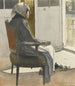 Portrait of an elderly peasant woman sitting in front of a door - Bernard Boutet de Monvel — artwork view