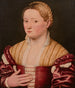 Portret van een mooie Venetiaanse - Bernardino Licinio — weergave van het kunstwerk