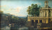 Caprice architecturaal met een paleis - Bernardo Bellotto — weergave van het kunstwerk