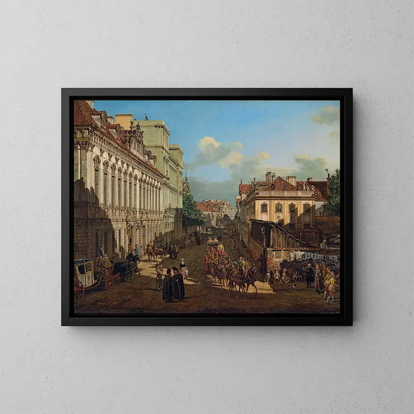 Rue Miodowa à Varsovie - Bernardo Bellotto — ingelijst kunstwerk aan de muur