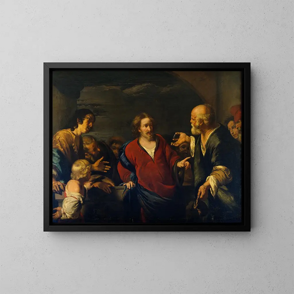 L'Offrande à la monnaie - Bernardo Strozzi — ingelijst kunstwerk aan de muur