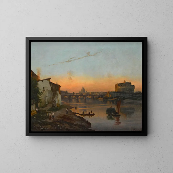 Uitzicht op de Sint-Pietersbasiliek en het Sint-Anjeschloss, Rome - Bernhard Karl Mackeldey — ingelijst kunstwerk aan de muur