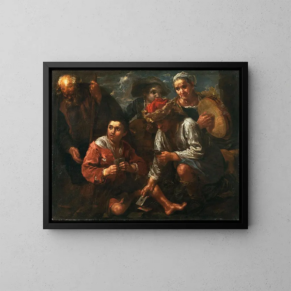 De kaartspelers - Bernhard Keil — ingelijst kunstwerk aan de muur