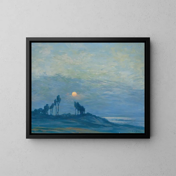 Zonsondergang op de bomen - Birger Sandzén — ingelijst kunstwerk aan de muur
