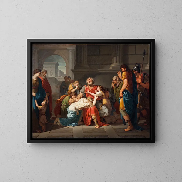 Œdipe aveugle vertrouwt zijn kinderen toe aan de goden - Bénigne Gagneraux — ingelijst kunstwerk aan de muur