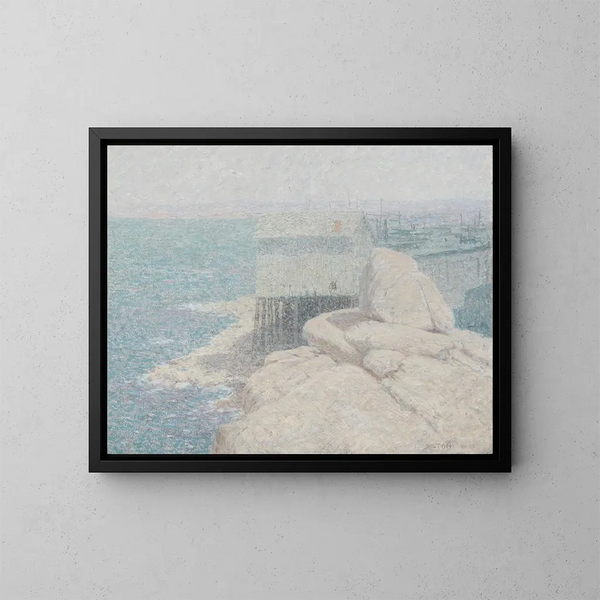 van het Chinese vissersdorp, Monterey Bay, Californië - Bolton Coit Brown — ingelijst kunstwerk aan de muur