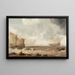 Dutch warship and sailing ships in rough sea near a rocky coast - Bonaventura Peeters the Elder — framed artwork on a wall