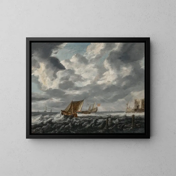 Vesles naviguant sur des eaux agitées - Bonaventura Peeters l'Ancien — ingelijst kunstwerk aan de muur