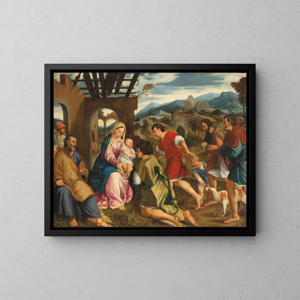 Aanbidding der herders - Bonifacio Veronese — ingelijst kunstwerk aan de muur