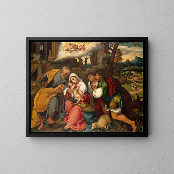 L'Adoration des bergers - Bonifacio Veronese — ingelijst kunstwerk aan de muur