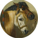 van Bons Amis Studie van Twee Paarden in een Stal - John Frederick Herring Snr — gepresenteerd in een interieur