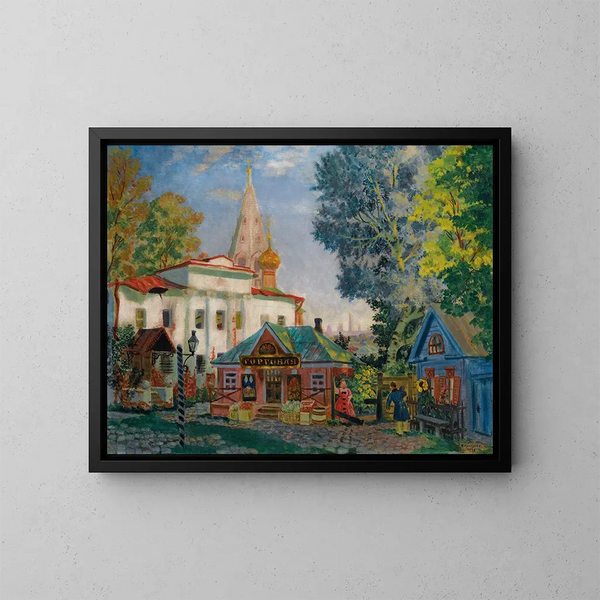 in de provincies - Boris Kustodiev — ingelijst kunstwerk aan de muur