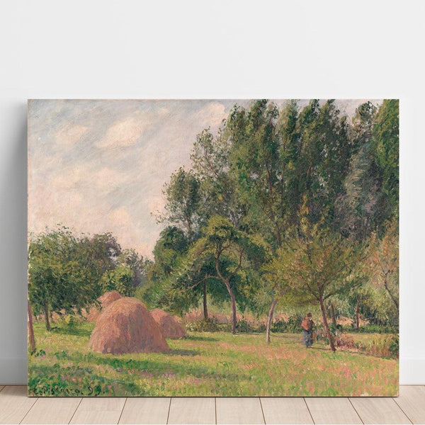 Reproductie van het schilderij Hooiwagens, ochtend, Éragny - Camille Pissarro