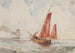 van een Nederlandse visserijschip op de achtergrond de korvet Ordd - Bror Jacob Adelborg — weergave van het kunstwerk
