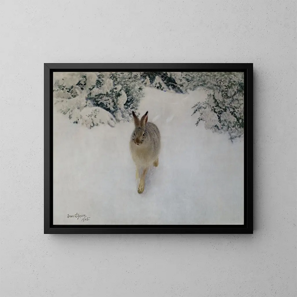 hazen in de winter - Bruno Liljefors — ingelijst kunstwerk aan de muur