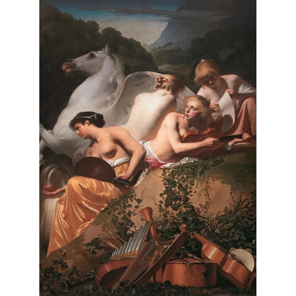 Caesar Van Everdingen - Four Muses and Pegasus.webp