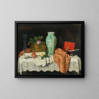 Camilla Friedlnder - A Still Life with Music Sheets a Jewellery Box and an Asian Vase.webp